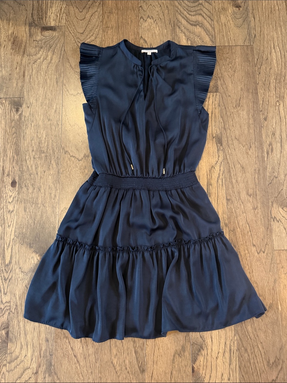 Skies Are Blue Navy Ruffle Sleeve Tiered Dress
